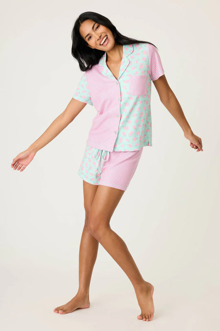 SECRET GARDEN STRIPED FLORAL SHORT SET