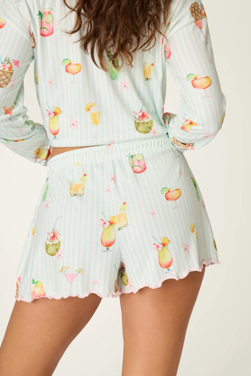 ITS FIVE OCLOCK SOMEWHERE COCKTAIL PRINT SHORTS