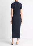 RIBBED COTTON BLEND POLO DRESS