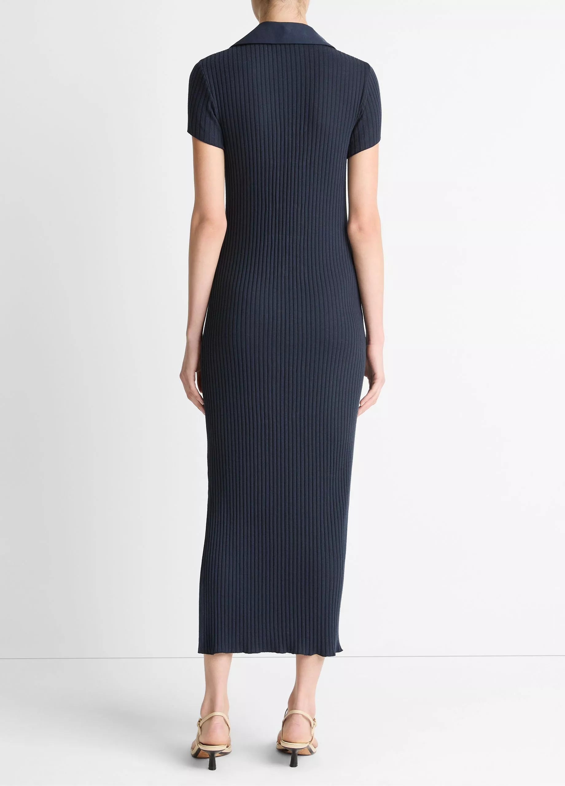 RIBBED COTTON BLEND POLO DRESS