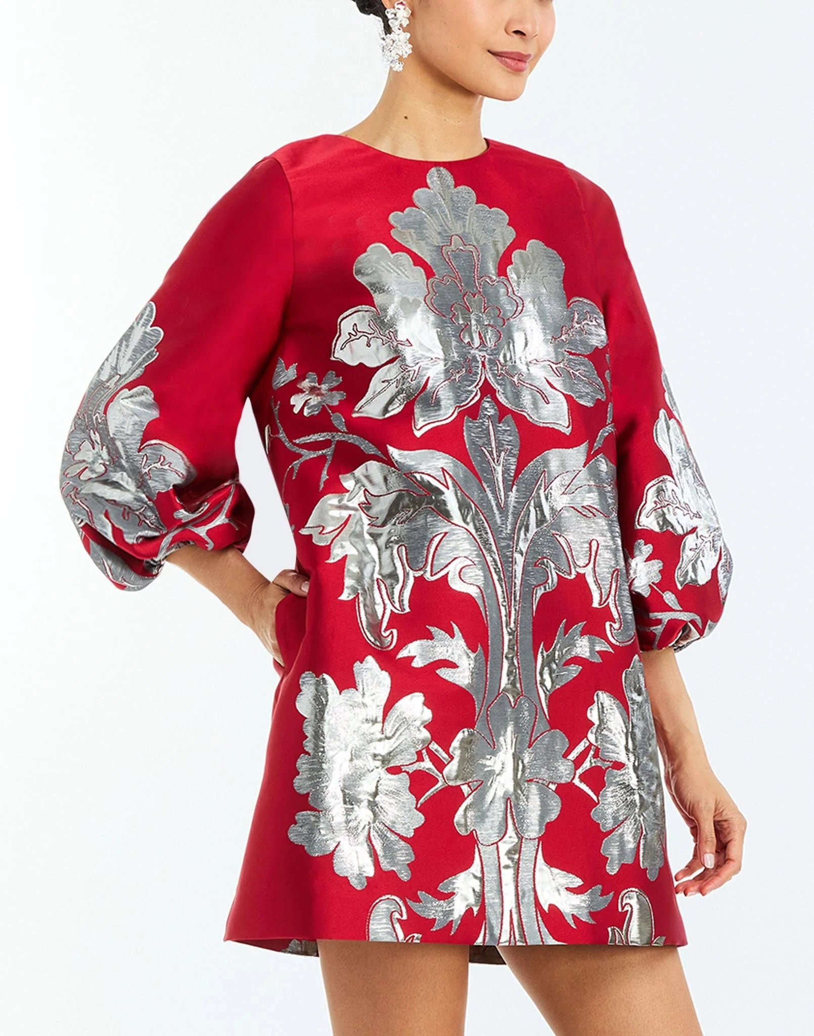 ROSANNA MINI DRESS IN BURGUNDY ARBOR