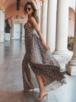 ROSETTE MAXI DRESS IN CARDAMOM AND ECRU POLKA DOT