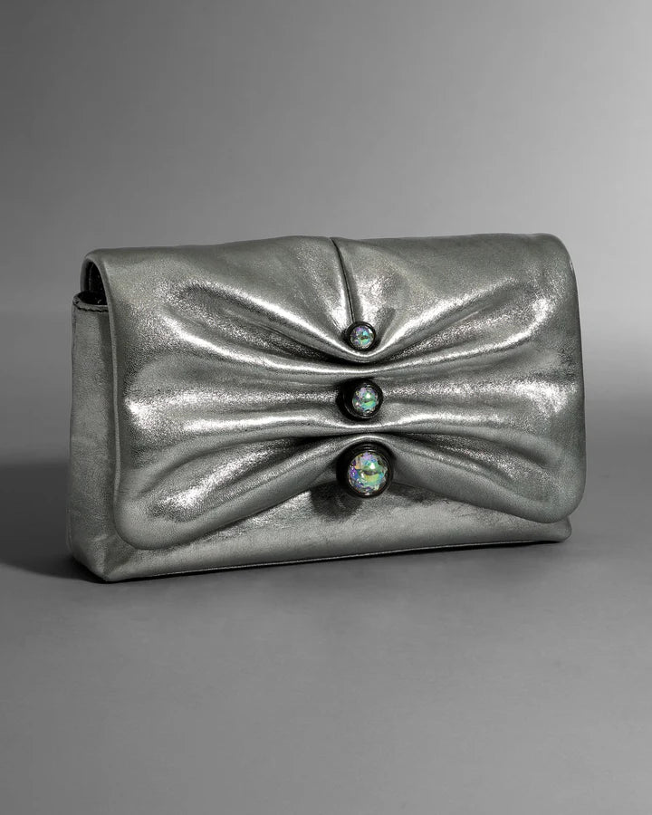RUCHED CRYSTAL CROSSBODY BAG