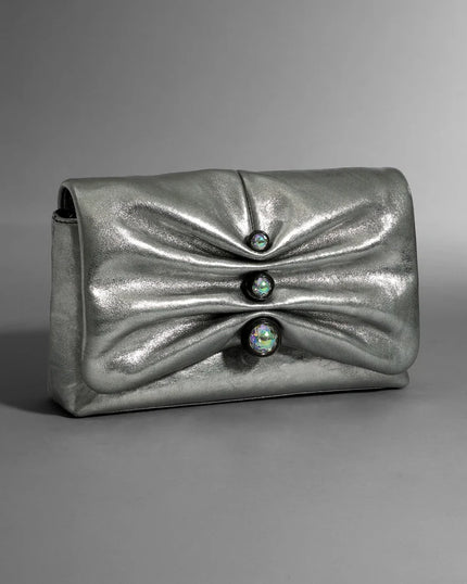 RUCHED CRYSTAL CROSSBODY BAG