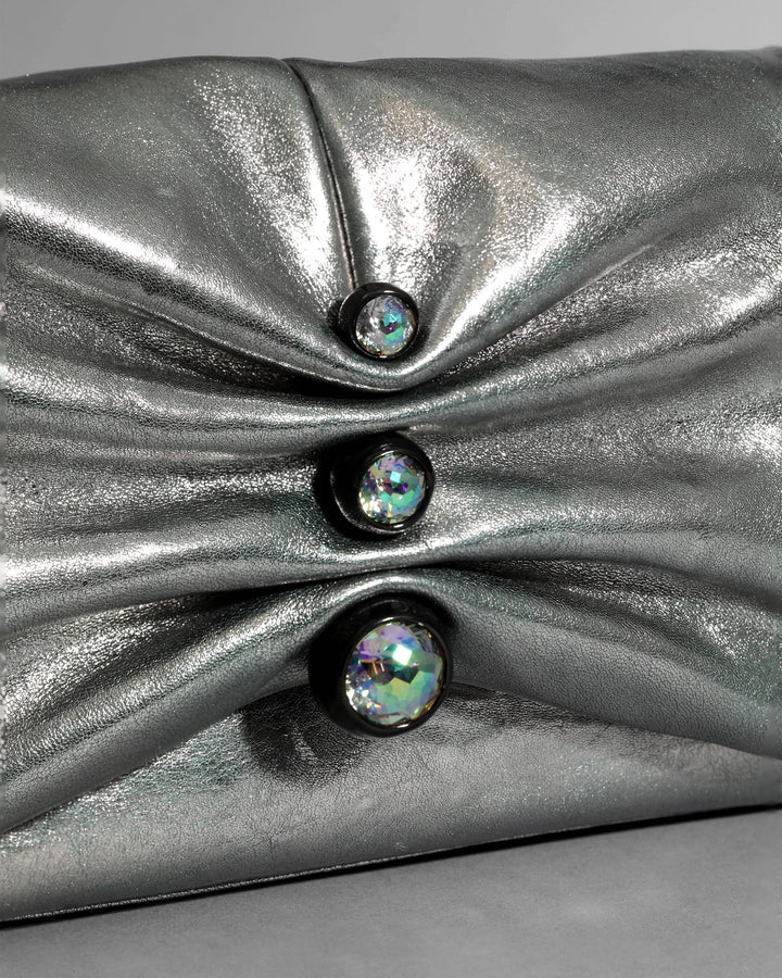 RUCHED CRYSTAL CROSSBODY BAG