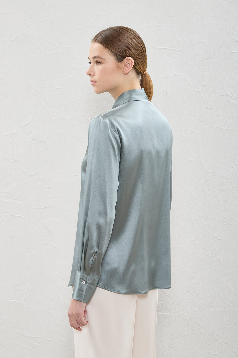 STRETCH SILK SATIN BLOUSE