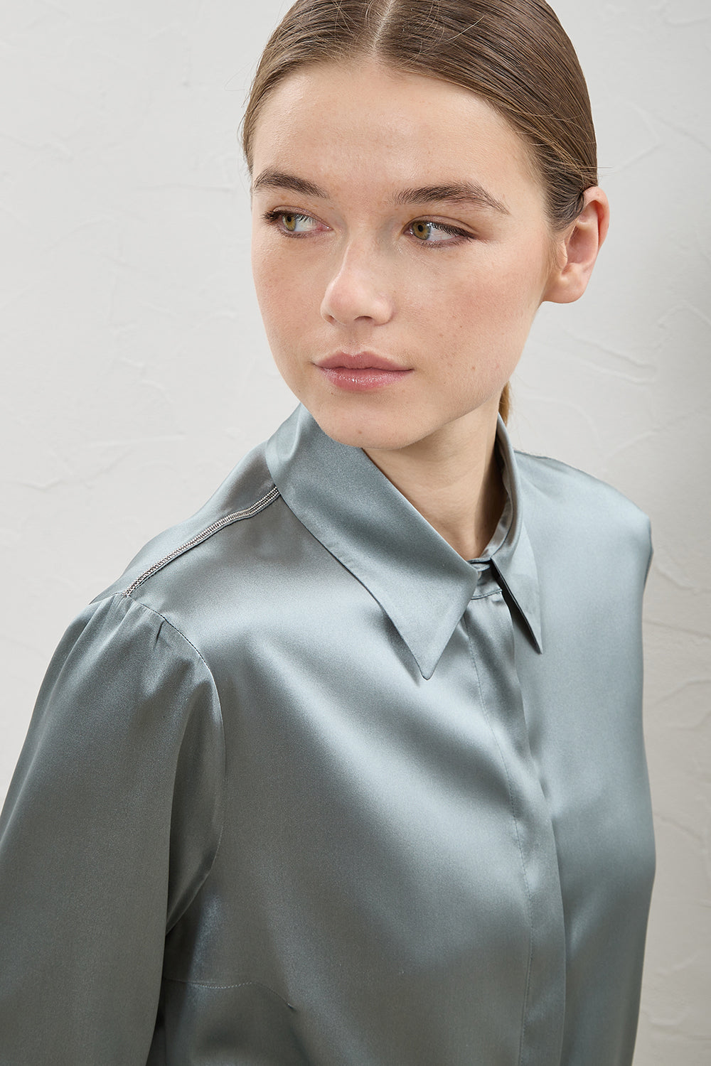 STRETCH SILK SATIN BLOUSE