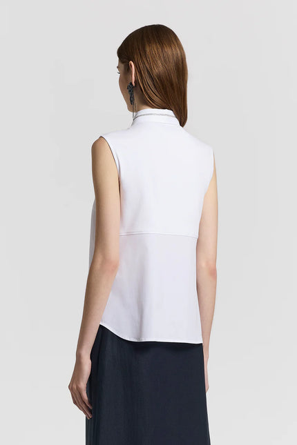 SLEEVELESS COTTON POPLIN SHIRT