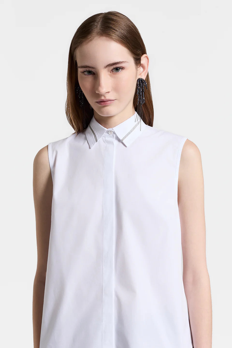 SLEEVELESS COTTON POPLIN SHIRT