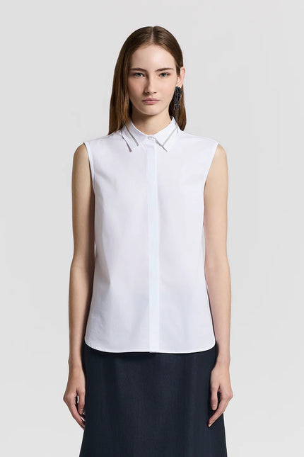 SLEEVELESS COTTON POPLIN SHIRT