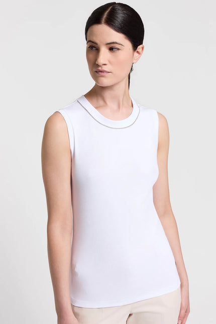 SLEEVELESS STRETCH MICRORIB JERSEY TOP