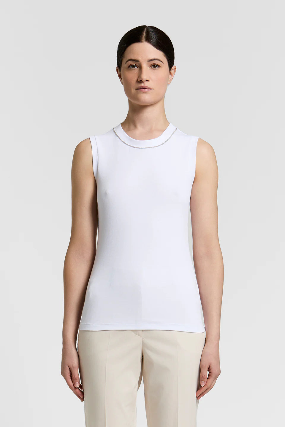 SLEEVELESS STRETCH MICRORIB JERSEY TOP