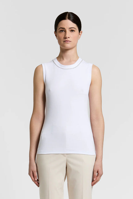 SLEEVELESS STRETCH MICRORIB JERSEY TOP