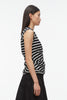 STRIPED ROLLED SLEEVE DRAPED JERSEY TANK