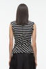 STRIPED ROLLED SLEEVE DRAPED JERSEY TANK