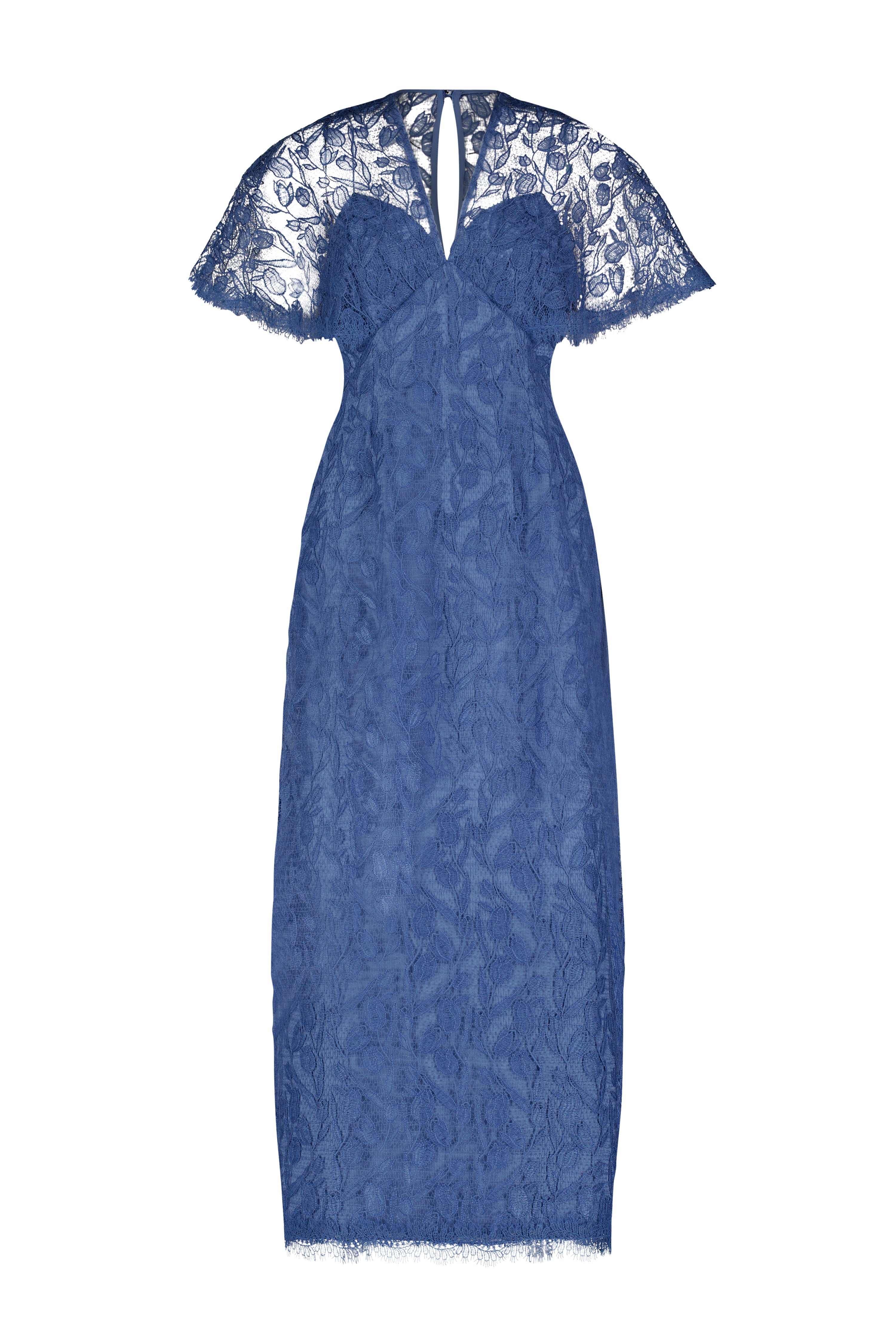 TULIP LACE CAPE SLEEVE MIDI DRESS