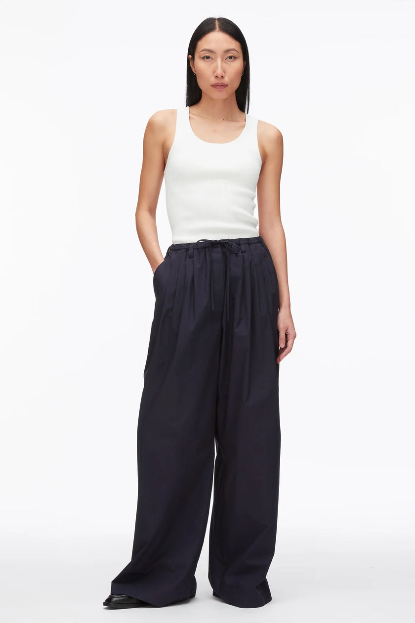 STRUCTURED COTTON PULL ON STRAIGHT LEG PANTS