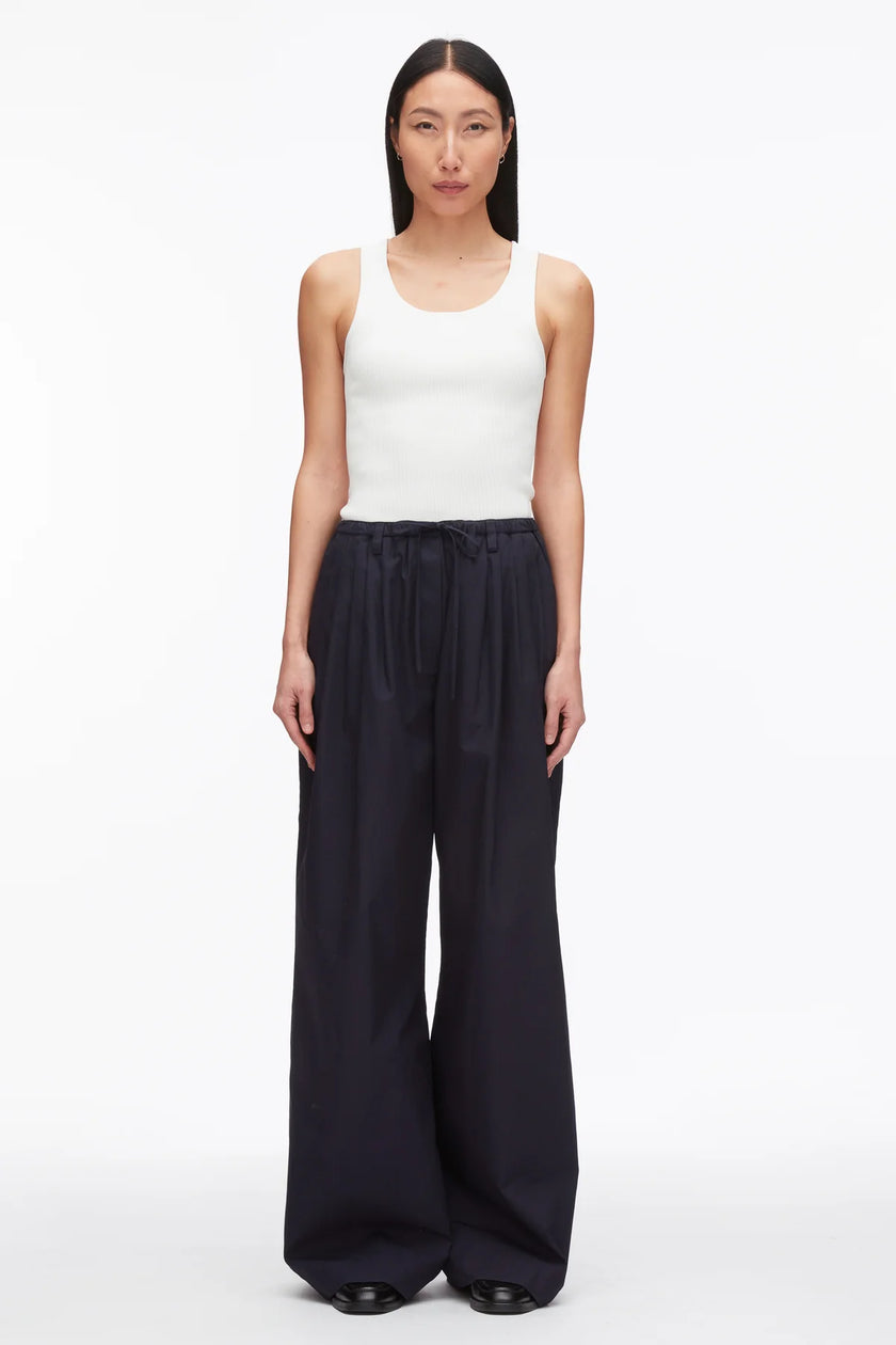 STRUCTURED COTTON PULL ON STRAIGHT LEG PANTS