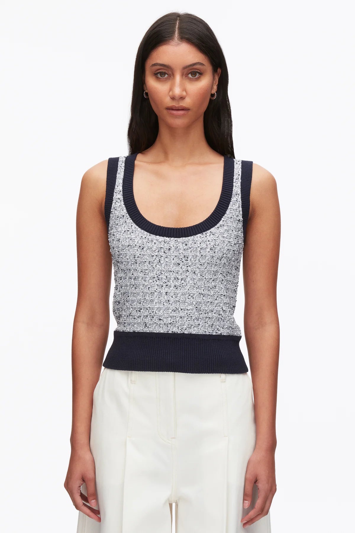 TWEED BOUCLE SCOOP NECK TANK