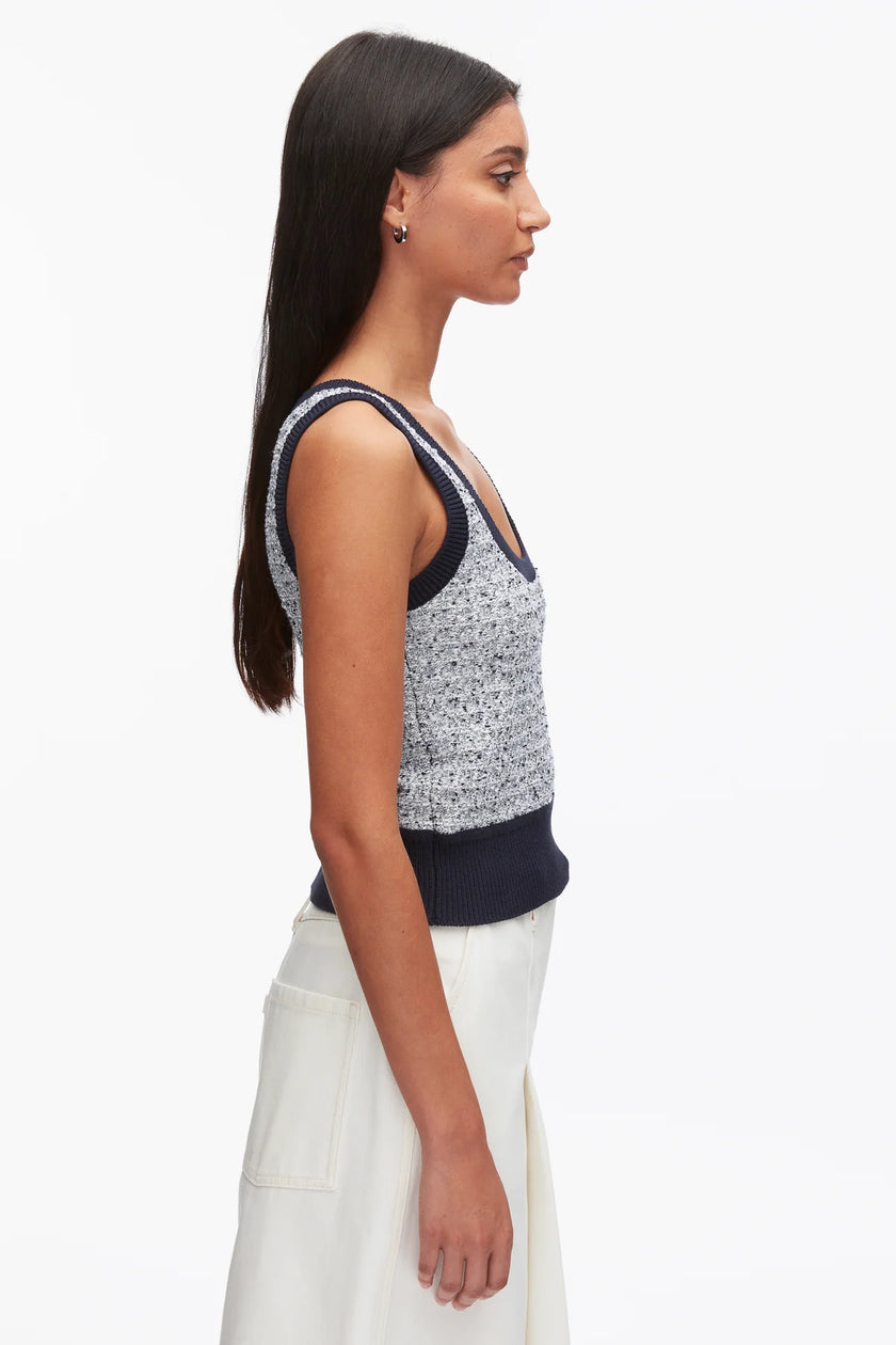 TWEED BOUCLE SCOOP NECK TANK