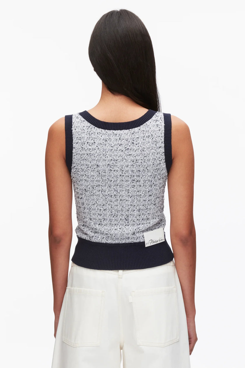 TWEED BOUCLE SCOOP NECK TANK
