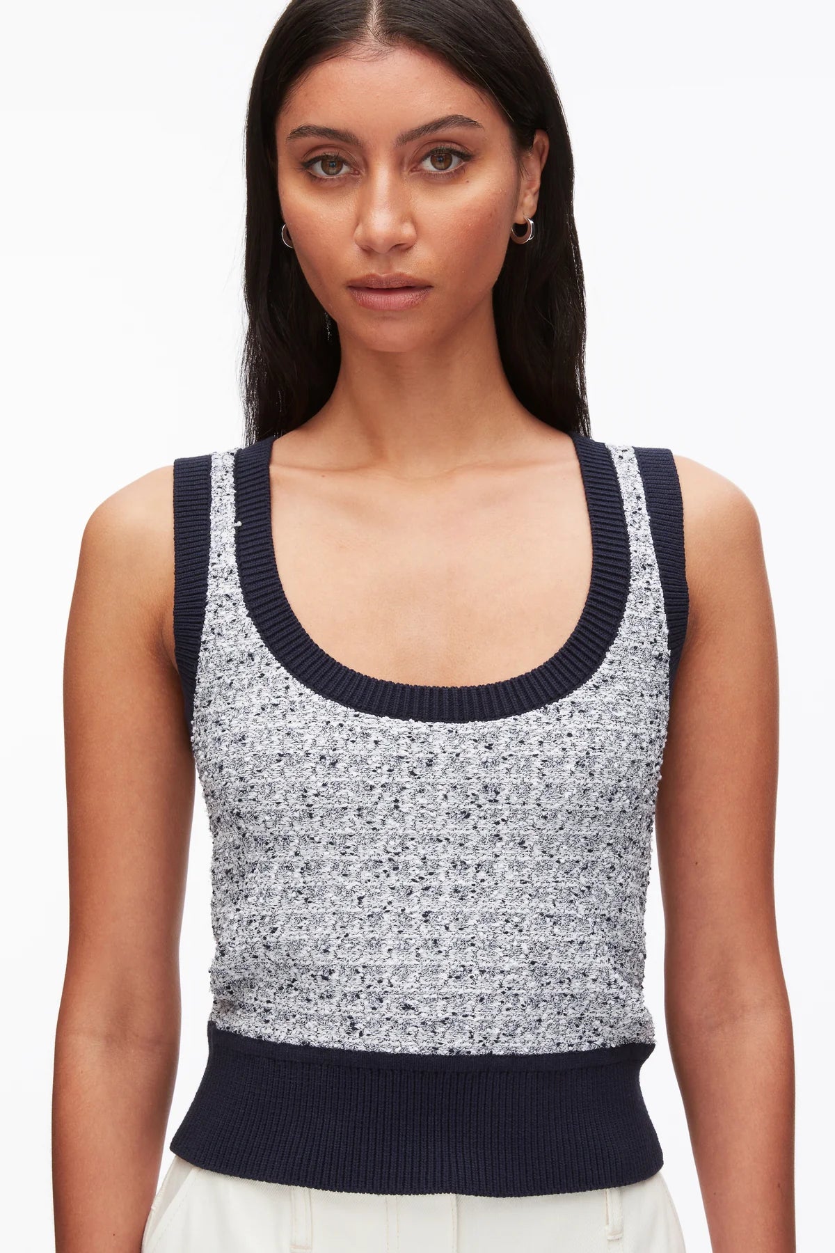 TWEED BOUCLE SCOOP NECK TANK