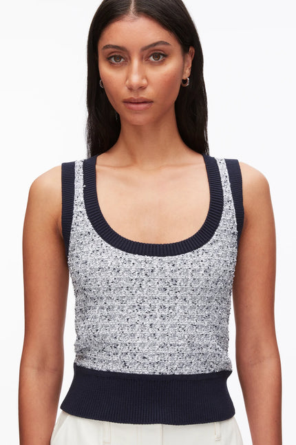TWEED BOUCLE SCOOP NECK TANK
