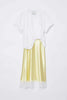 DRAPED COMBO TSHIRT DRESS WITH LACE TRIM