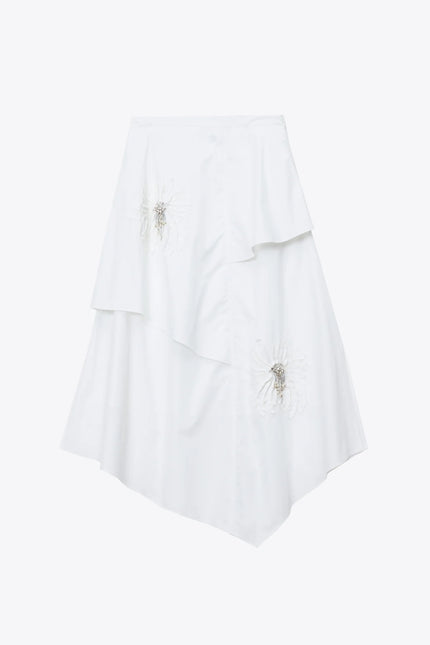 LAYERED SKIRT WITH FLORAL APPLIQUE