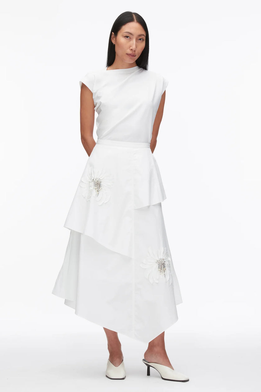 LAYERED SKIRT WITH FLORAL APPLIQUE