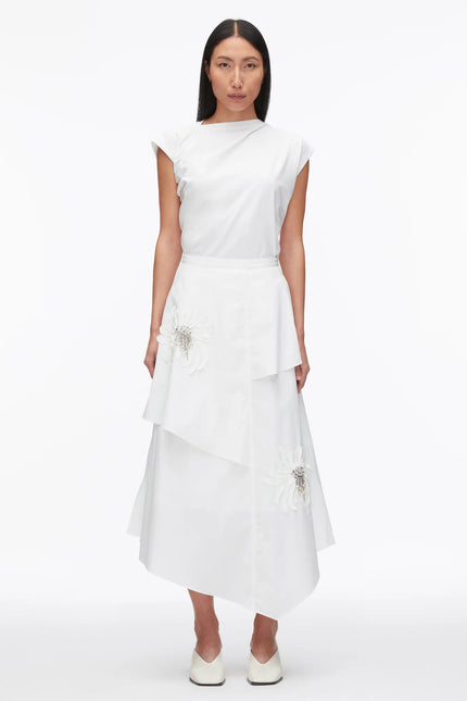 LAYERED SKIRT WITH FLORAL APPLIQUE