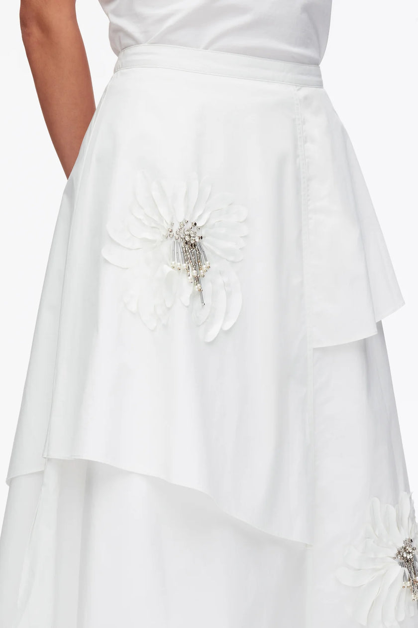 LAYERED SKIRT WITH FLORAL APPLIQUE