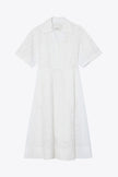EMBROIDERED MIDI SHIRT DRESS IN WHITE