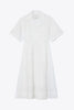 EMBROIDERED MIDI SHIRT DRESS IN WHITE