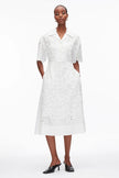 EMBROIDERED MIDI SHIRT DRESS IN WHITE