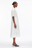 EMBROIDERED MIDI SHIRT DRESS IN WHITE