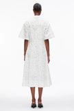 EMBROIDERED MIDI SHIRT DRESS IN WHITE