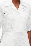 EMBROIDERED MIDI SHIRT DRESS IN WHITE