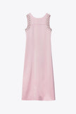 STUDDED SATIN SLEEVELESS MIDI DRESS