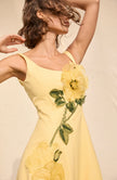 PEONY EMBROIDERED STRETCH COTTON FULL DRESS