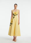 PEONY EMBROIDERED STRETCH COTTON FULL DRESS