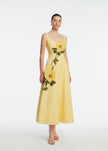 PEONY EMBROIDERED STRETCH COTTON FULL DRESS