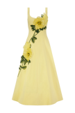 PEONY EMBROIDERED STRETCH COTTON FULL DRESS