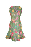 SLEEVELESS FLORAL RAFFIA FLOUNCE MINI DRESS