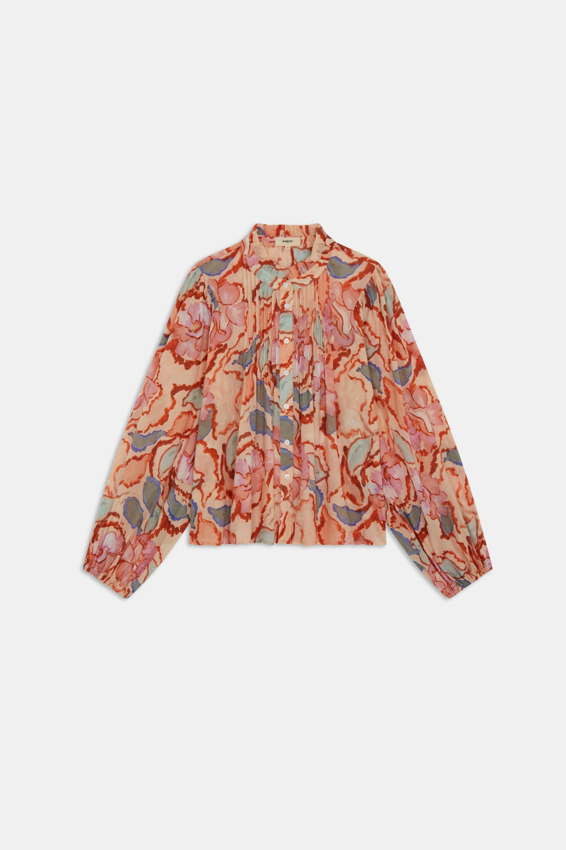LEYA BUTTON DOWN BLOUSE WITH FLORAL PRINT