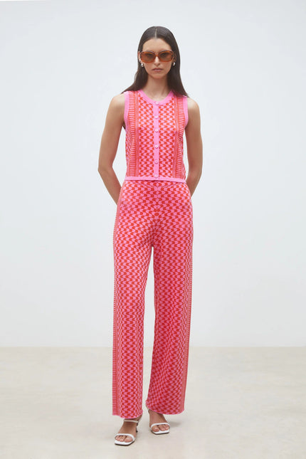 GABLESI SLEEVELESS JACQUARD CARDIGAN
