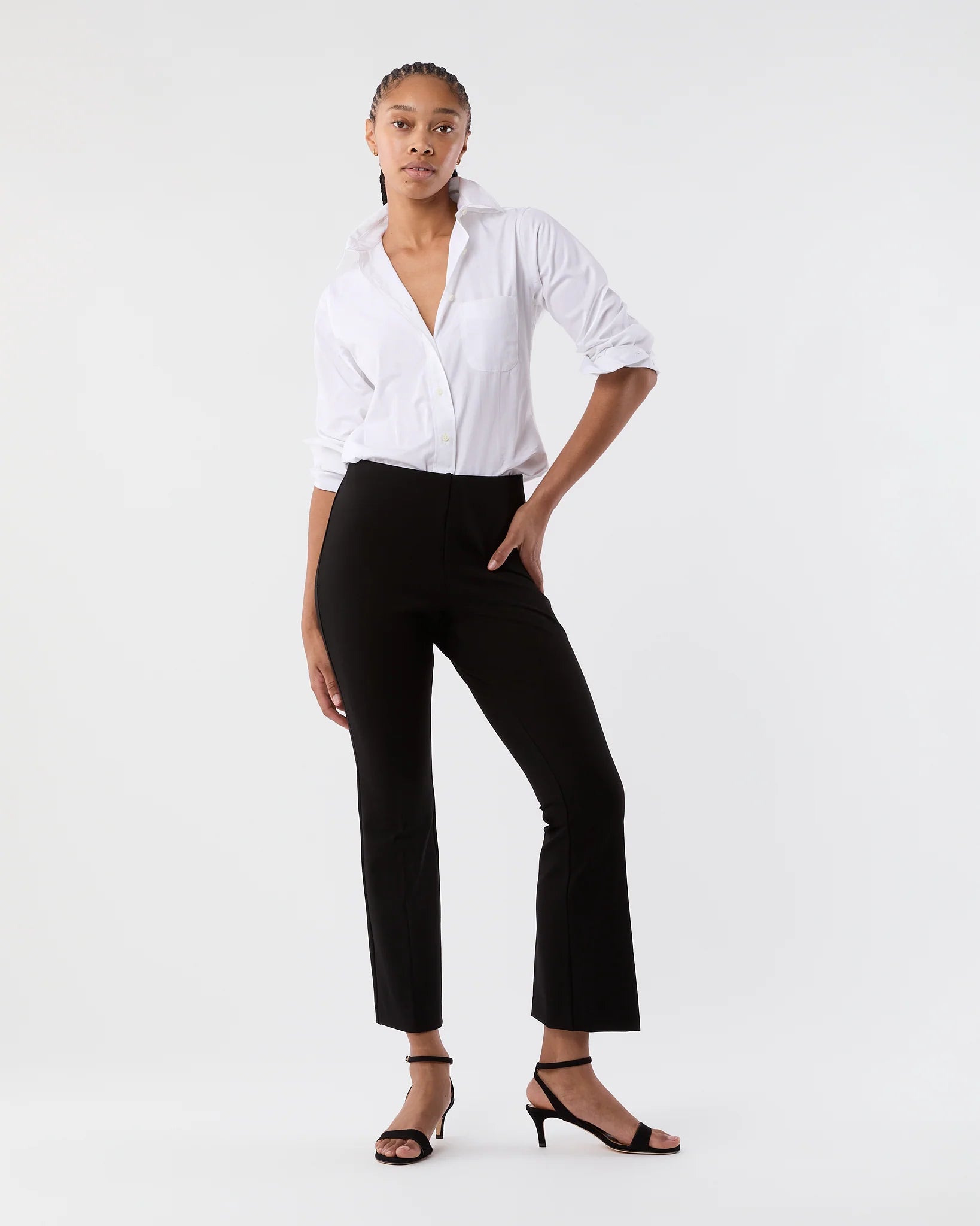 FAYE FLARE CROPPED PANT IN BLACK PONTE KNIT