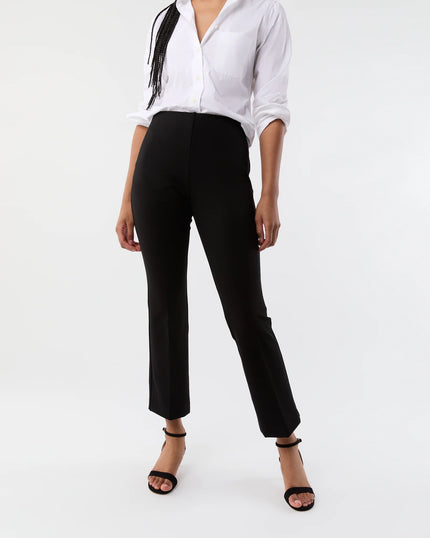 FAYE FLARE CROPPED PANT IN BLACK PONTE KNIT