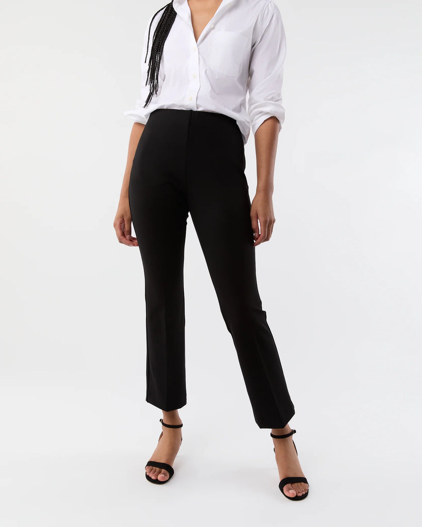 FAYE FLARE CROPPED PANT IN BLACK PONTE KNIT