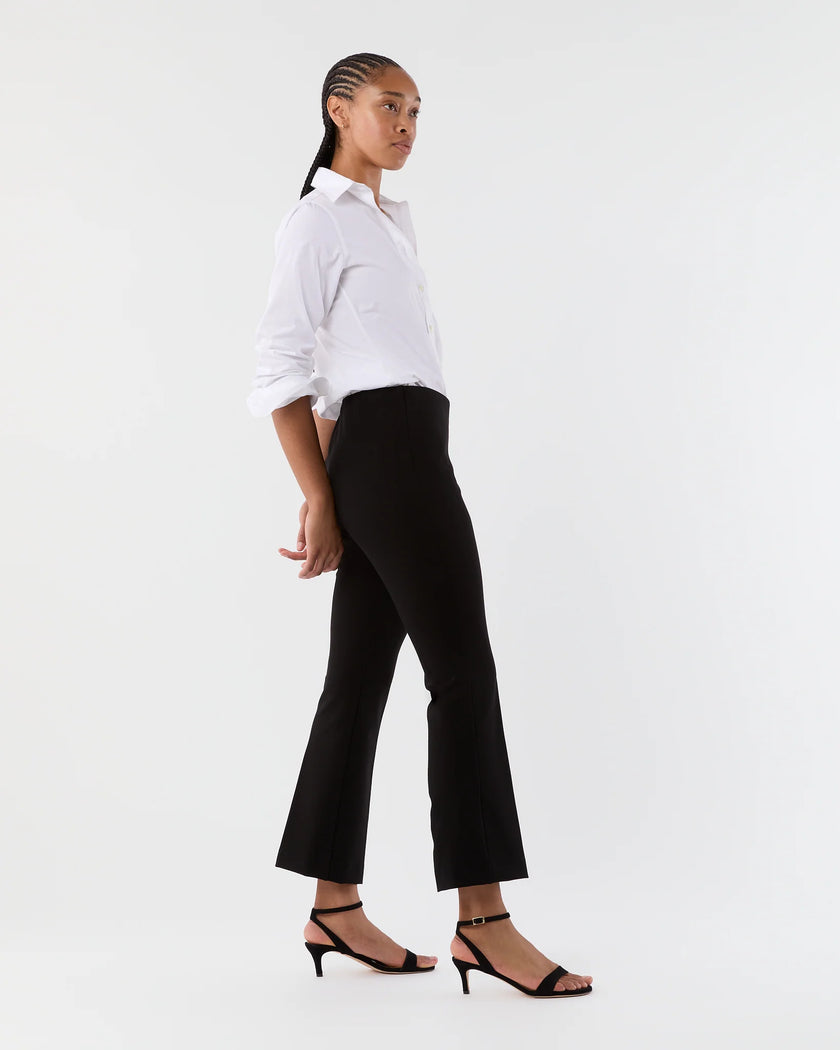 FAYE FLARE CROPPED PANT IN BLACK PONTE KNIT